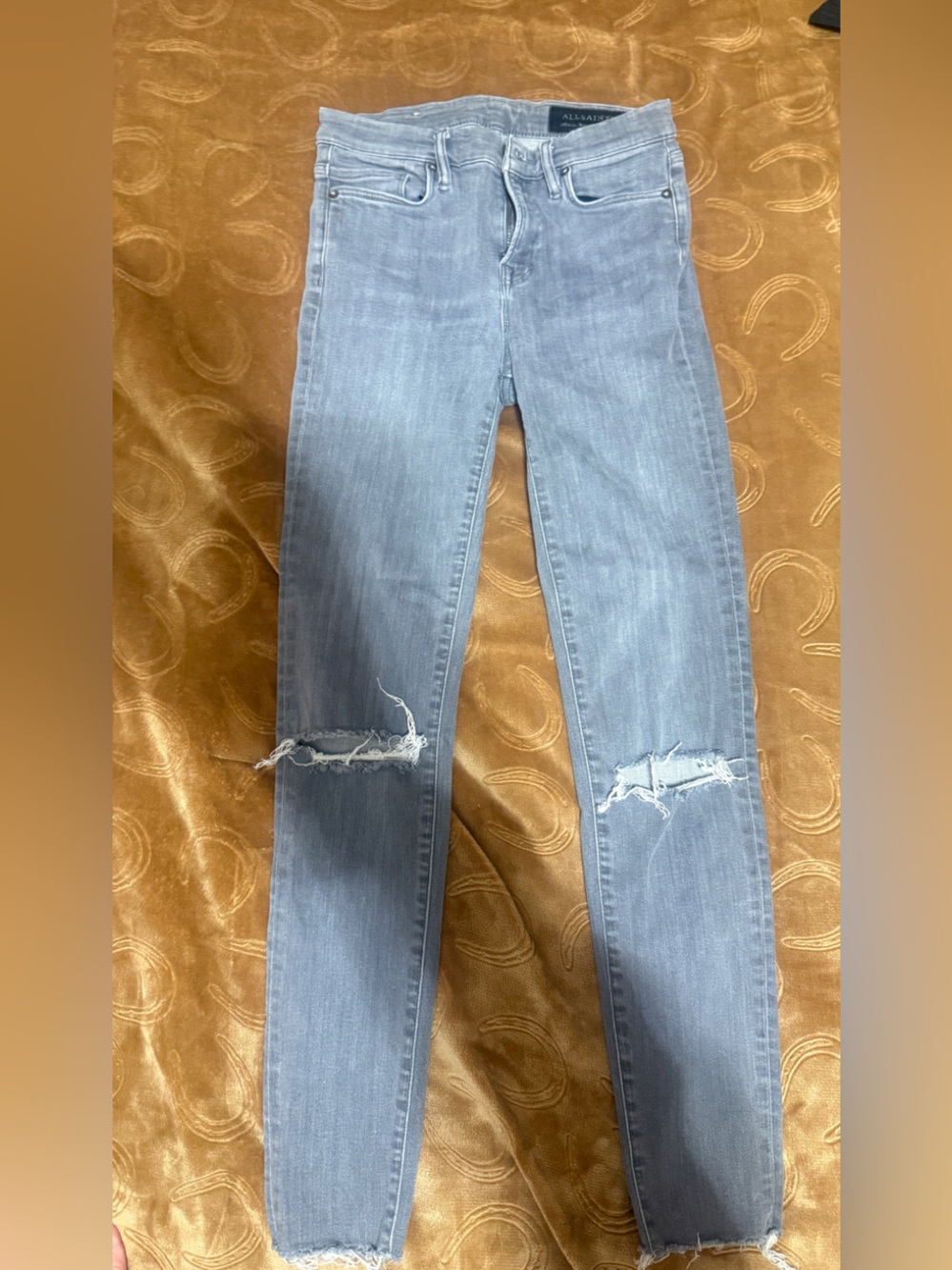 AllSaints gray Wash Distressed Skinny Jeggings